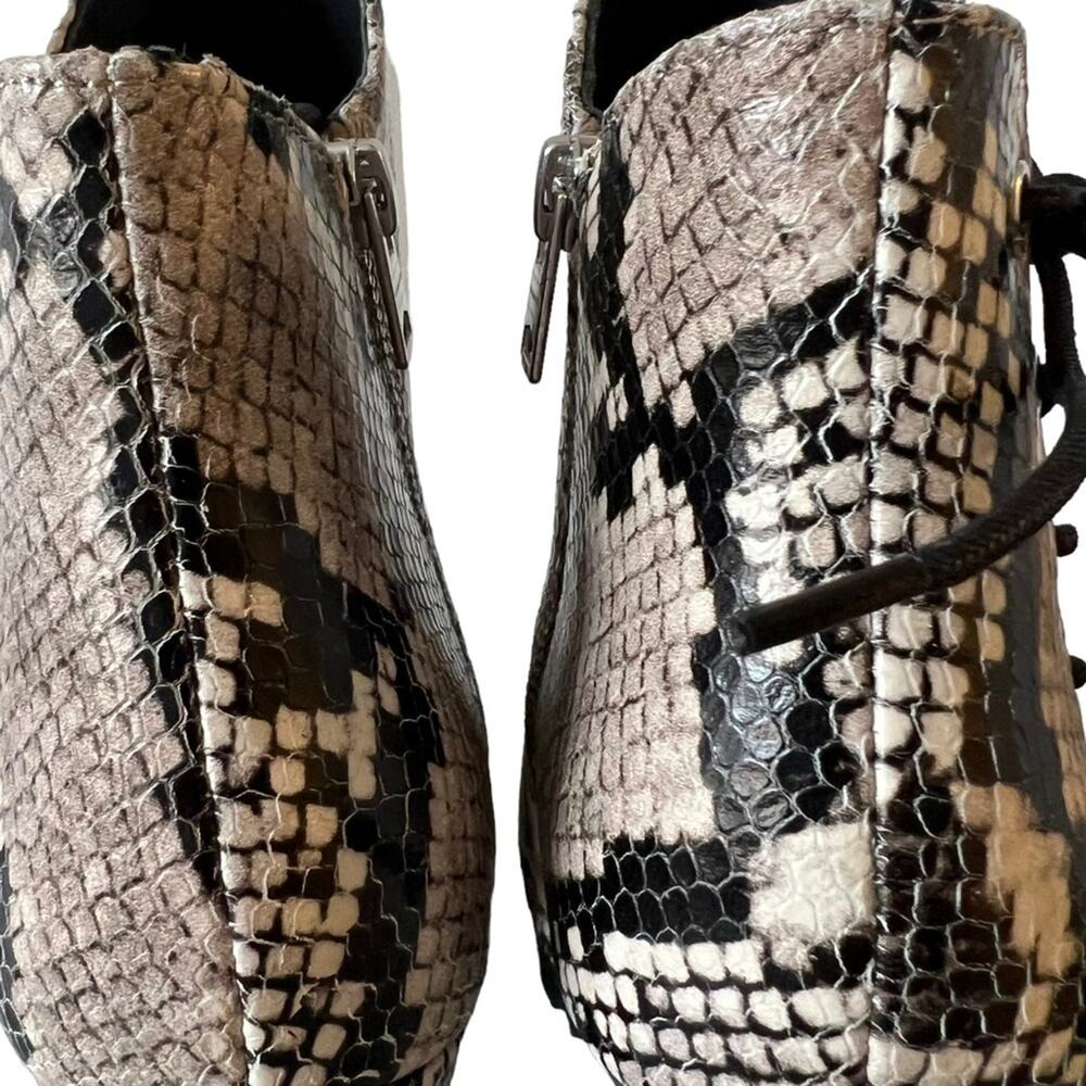 AllSaints Michela Leather Snake Print Peep Toe Heeled Shoes Booties Size 40 EU - Picture 10 of 16